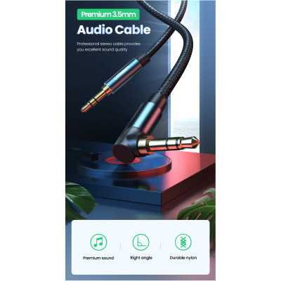 Кабель мультимедійний 3.5mm M to 3.5mm M 1.5m 90° corner AV112 blue Ugreen (60180) Вінниця - фото 8