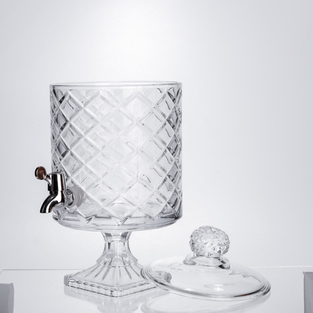 Yiwu Лимонадниця зі скляним краном 39 см 4,5 л прозора на підставці HP-19-3 Коломия - фото 9