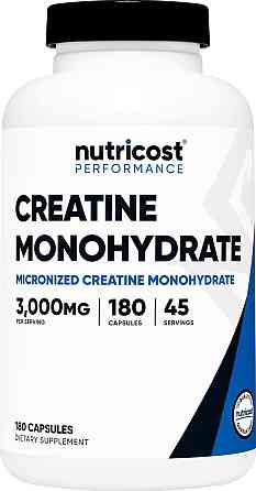 Креатин моногідрат Nutricost Creatine Monohydrate, 180 Capsules (750 mg per Capsule) Луцьк