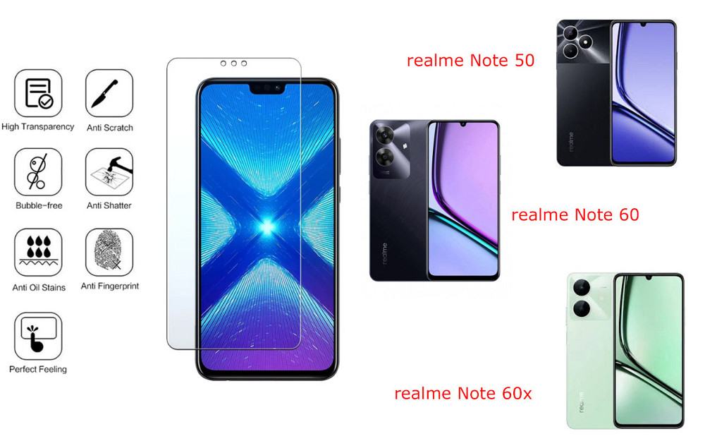 Защитное стекло NeoGlass для realme Note 50, Note 60, Note 60x – ультрапрозрачное и устойчивое Киев - изображение 4