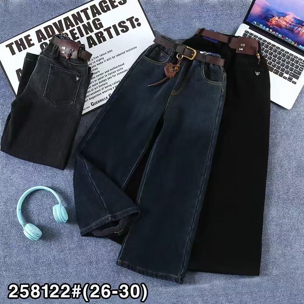 Джинсы Baggy для девочки подростка широкие теплые на флисе темно-синие на 8,9,10 лет Николаев - изображение 1