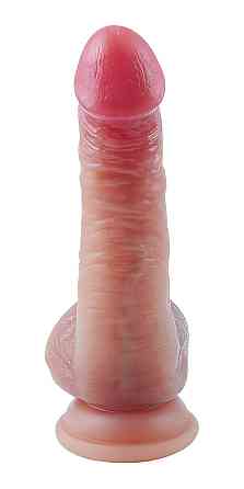 Фаллоимитатор с мошонкой на присоске, из мягкого двухслойного силикона OYO - Dildo Double Layer Silicone YQW-010 (длина 18 см, Sex Киев