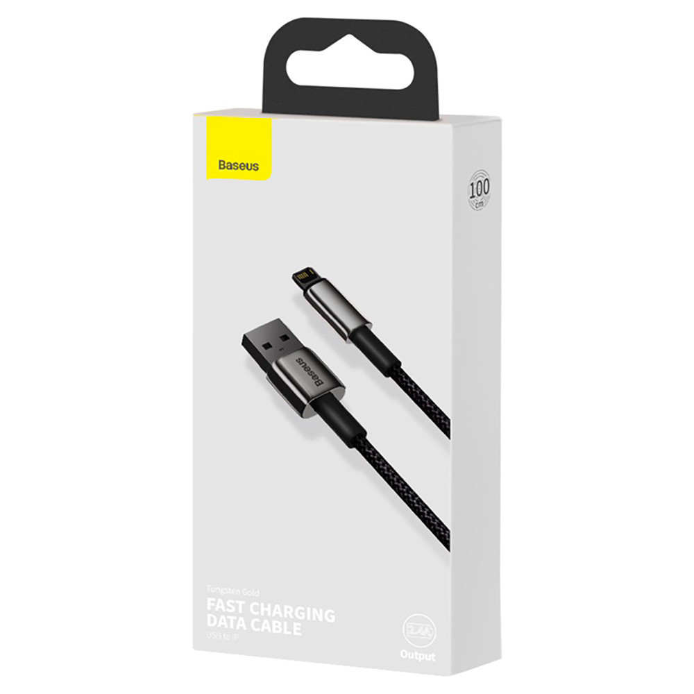 Кабель Baseus Tungsten Gold Fast Charging Data Cable USB to iP 2.4A 1m Black Одеса - фото 2