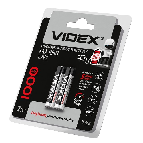 Акумулятор AAA/HR03 1000 mAh (бл-2шт) Videx Житомир