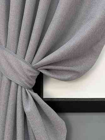 Комплект коротких штор VR-Textil Льон ELEMENTA № 1866ш Світло-сірий 140х170см 2 шт (35-0464) Київ