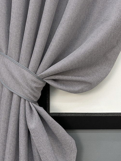 Комплект коротких штор VR-Textil Лен ELEMENTA № 1866ш Светло-серый 140х170см 2 шт (35-0464) Киев - изображение 4