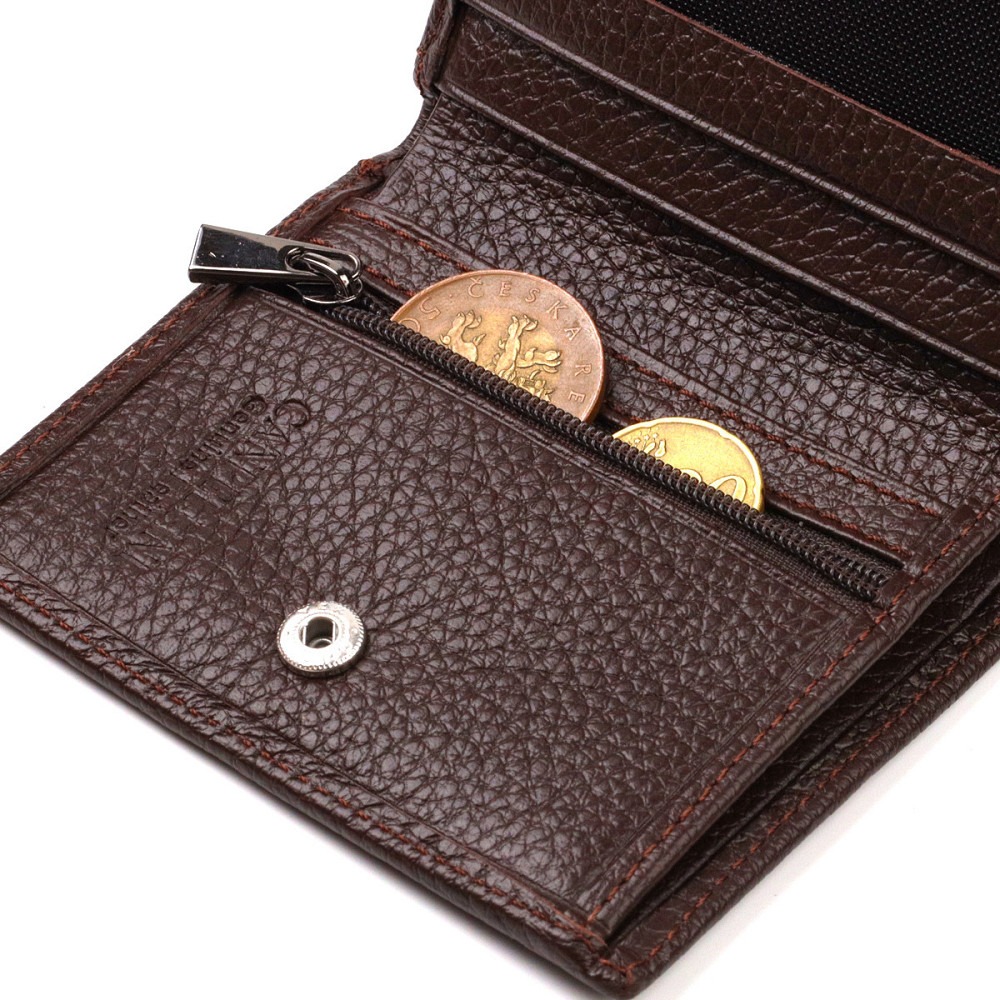 Компактное портмоне для мужчин из натуральной зернистой кожи CANPELLINI 21740 Коричневое Киев - изображение 4