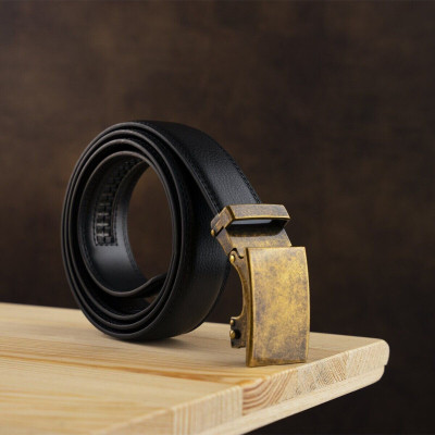 Ремінь Vintage Чоловічий з латунною пряжкою Чорний (20310) Вінниця - фото 8