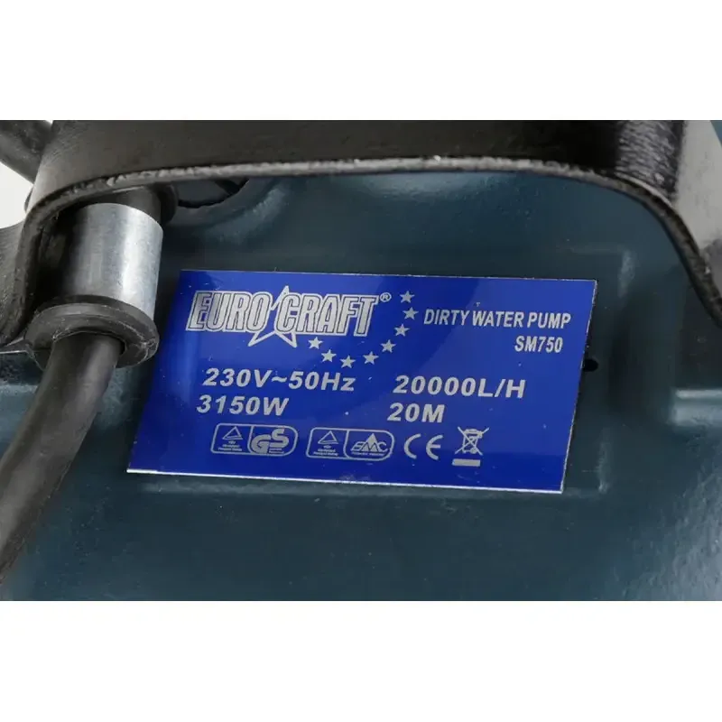 Насос фекальний Euro Craft P234 – чавунний, 2800 Вт, 20000 л/год, подрібнювач Івано-Франківськ - фото 7