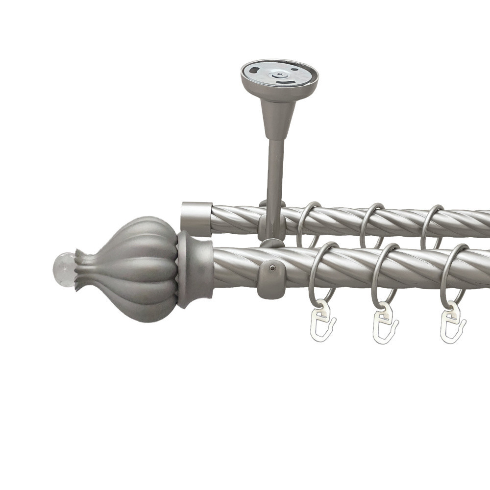 Карниз Orvit Таджа-Кристал металевий дворядний відкритий до стелі скручена труба кільце металеве Сатин 25\19 Львов - изображение 1