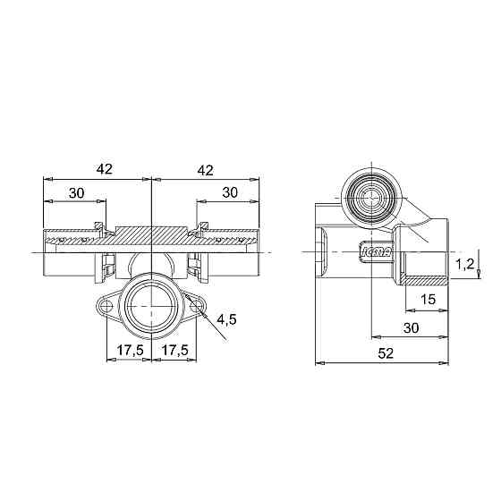 Прес-фітинг Icma трійник 1/2" ух20 настінний прохідний No 422 Київ