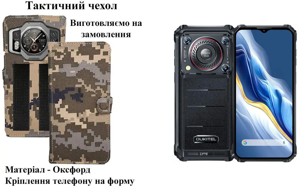 Тактический чехол для OnePlus Ace, Ace 2, Ace 2 Pro, Ace 2V, крепится к снаряжению на липучке Киев - изображение 1
