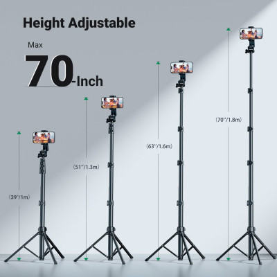 Штатив Ugreen LP680 Selfie Stick Tripod with Bluetooth Remote Black (15609) Вінниця - фото 10