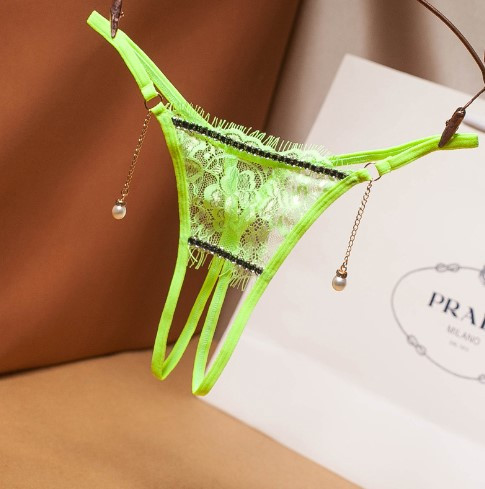 Трусики с открытым доступом кружевные универсальный салатовый Киев - изображение 1