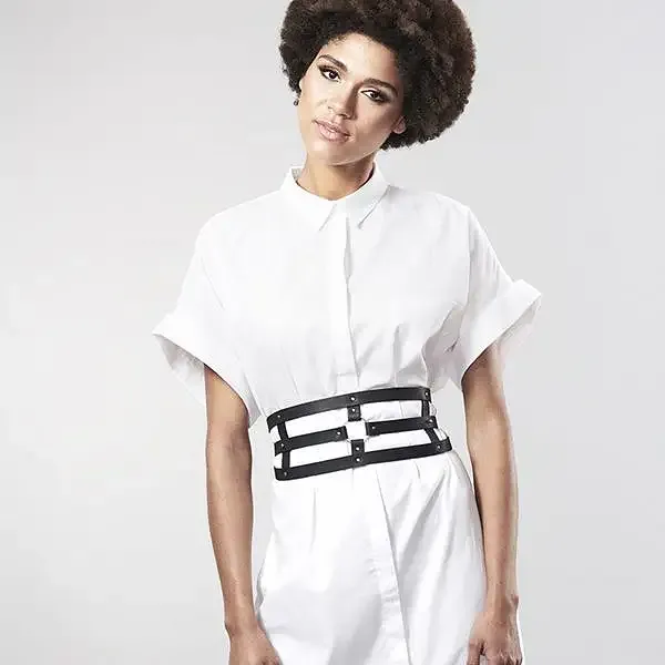 Портупея-пояс Bijoux Indiscrets MAZE - Wide Belt and Restraints Black, екошкіра Львів - фото 7