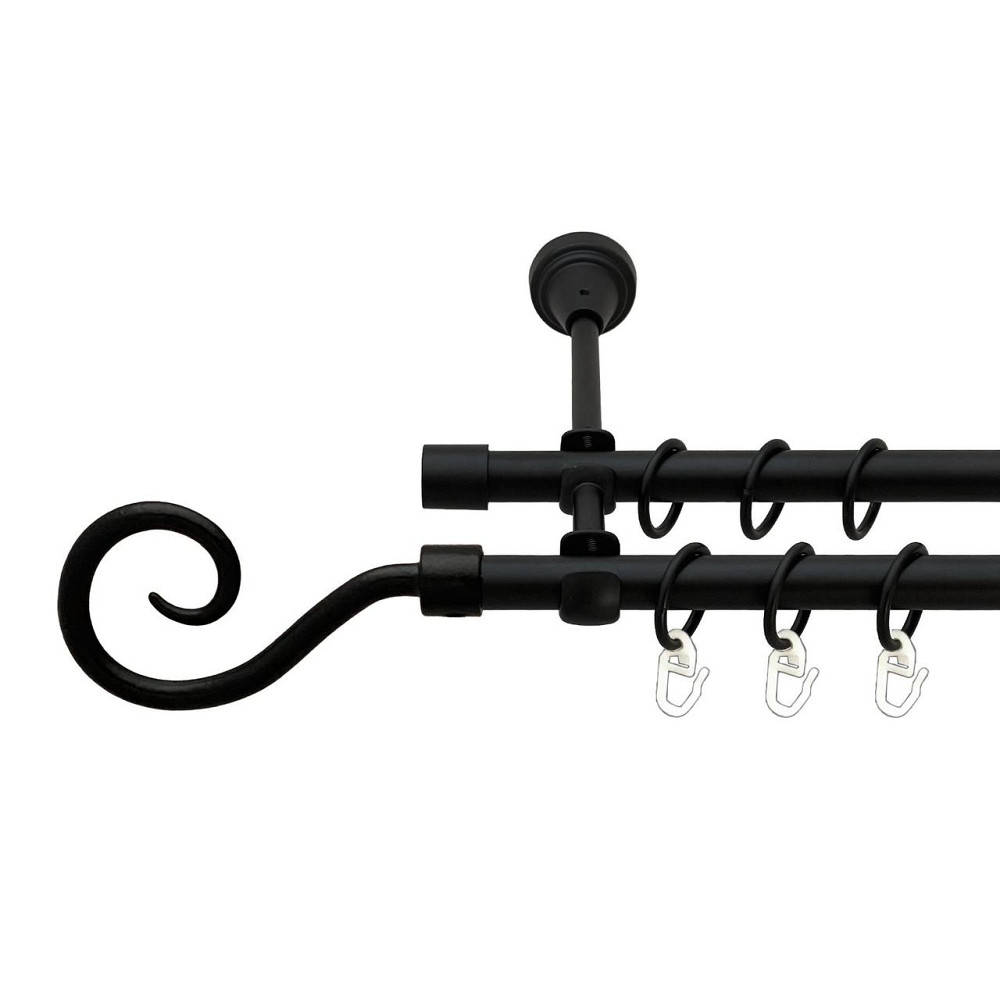 Карниз Orvit Гак металевий дворядний відкритий гладка труба кільце металеве Чорний Оксамит 16\16 мм 120 см (00-00027182) Львів - фото 1