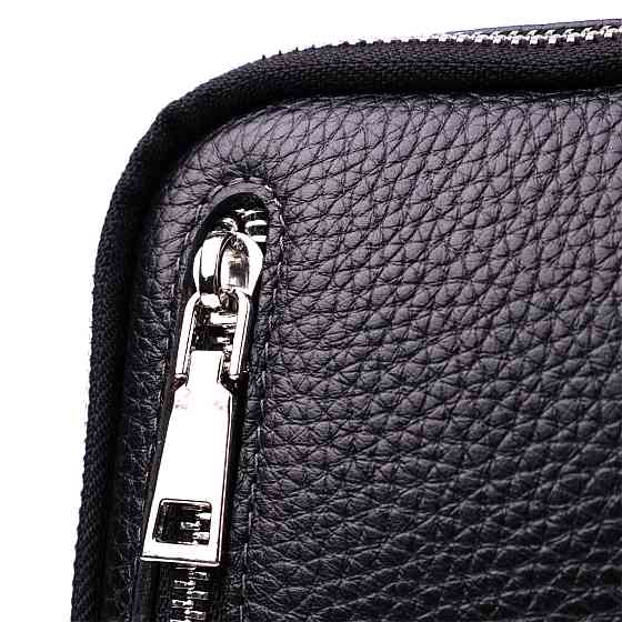 Прямокутна сумка бананка з якісної натуральної шкіри GRANDE PELLE 22877 Чорний Київ