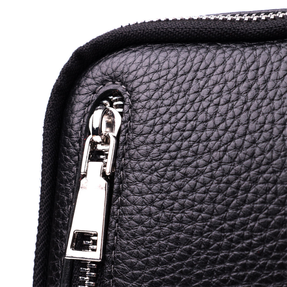 Прямокутна сумка бананка з якісної натуральної шкіри GRANDE PELLE 22877 Чорний Київ - фото 6