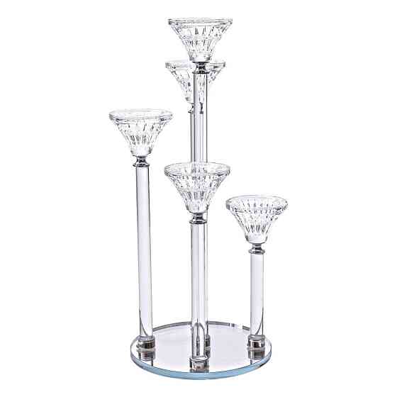 Підсвічник скляний на 5 свічок 16×37.5 см підсвічник декоративний прозорий на ніжці HP-4-18 Київ