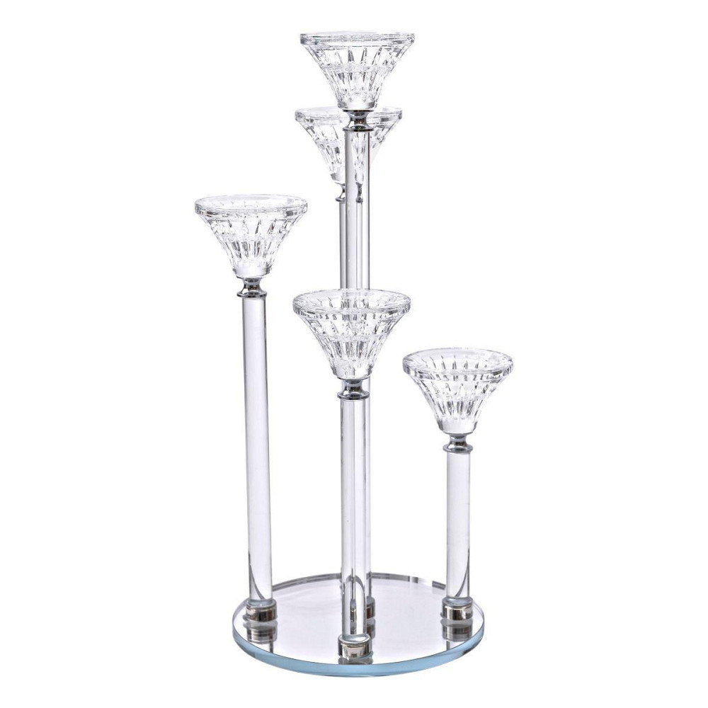 Підсвічник скляний на 5 свічок 16×37.5 см підсвічник декоративний прозорий на ніжці HP-4-18 Київ - фото 5