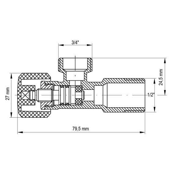 Кран для підключення сантехприладів KOER 1/2x3/4 (KR.510) (KR0145)   ( 29949 ) Харьков