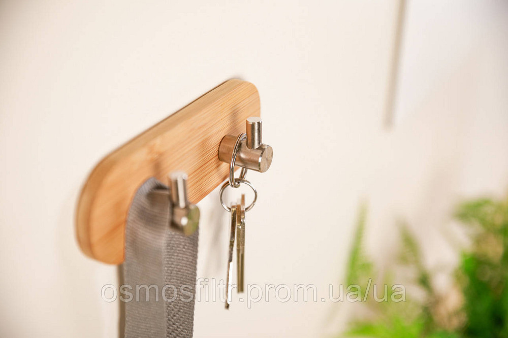 Планка Axentia Бонья самокл. с 2 крючками 15х5х3 см нерж бамбук (133878) Киев - изображение 4