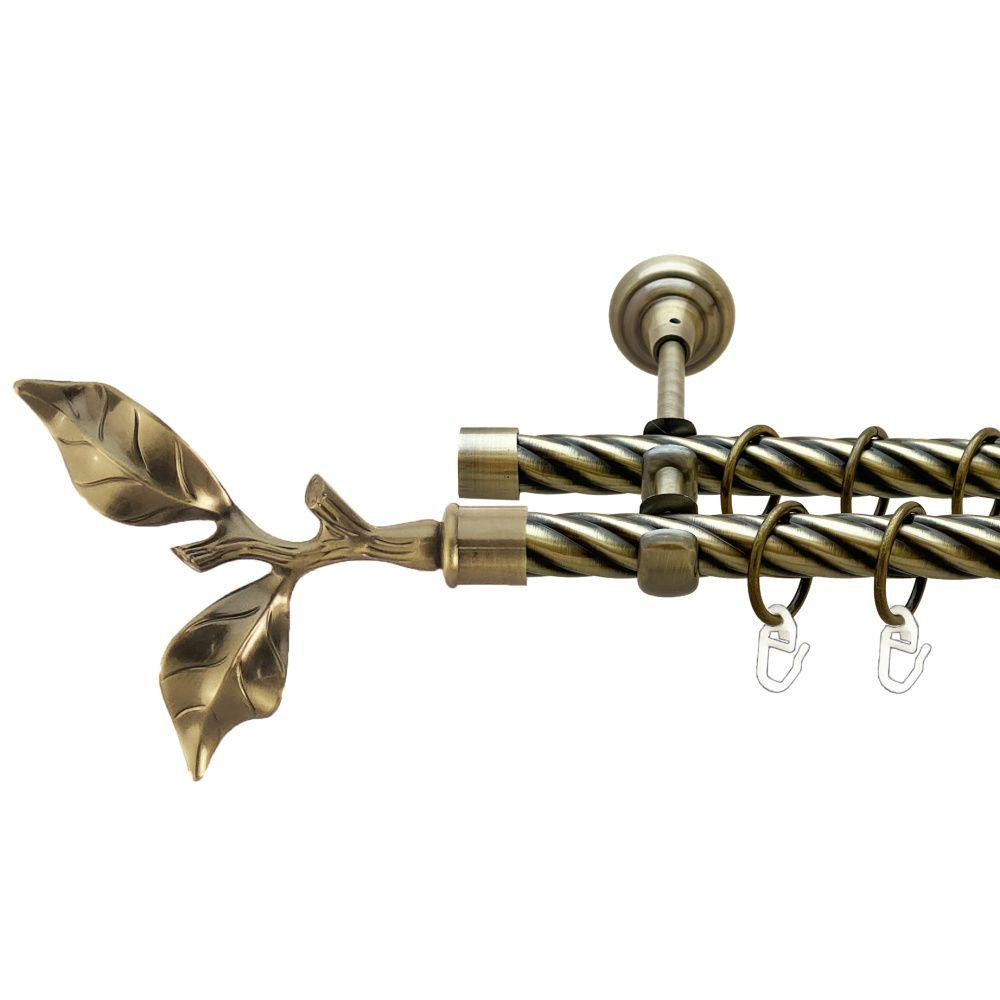 Карниз Orvit Листок Троянди металевий дворядний відкритий скручена труба кільце металеве Антик 19\19 мм 240 см (00-00022219) Львів - фото 1