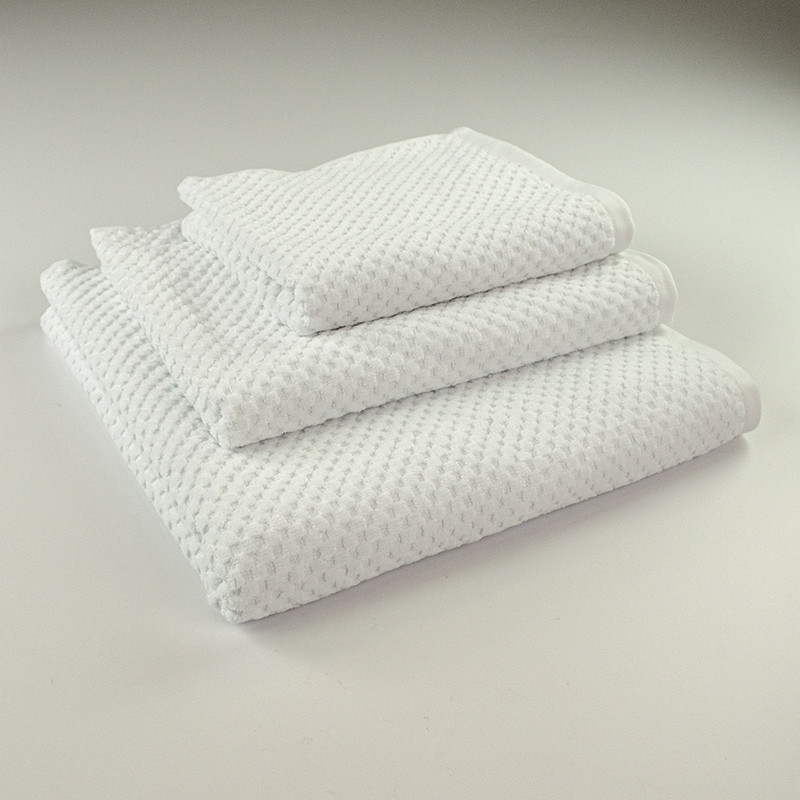 Комплект махровых полотенец однотонных 3шт 40x70см, 50x90см, 70x140см Damask Премиум качества Жаккардовое с велюром (Белый) Сумы - изображение 1