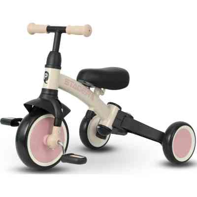 Дитячий велосипед QPlay Stager 3 в 1 з ручкою, біговел, Beige-Pink (T80STAGERBeigePink) Вінниця