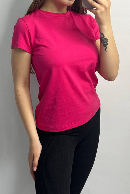 Базовая футболка женская удлиненная Малиновый L Харьков - изображение 4