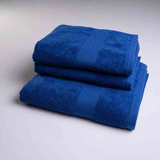 Набор махровых полотенец с бордюром 3шт GM Textile 50х90см, 50х90см, 70х140см 400г/м2 (Синий) Сумы