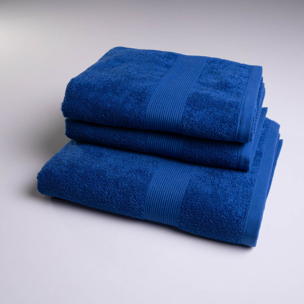 Набор махровых полотенец с бордюром 3шт GM Textile 50х90см, 50х90см, 70х140см 400г/м2 (Синий) Сумы - изображение 1