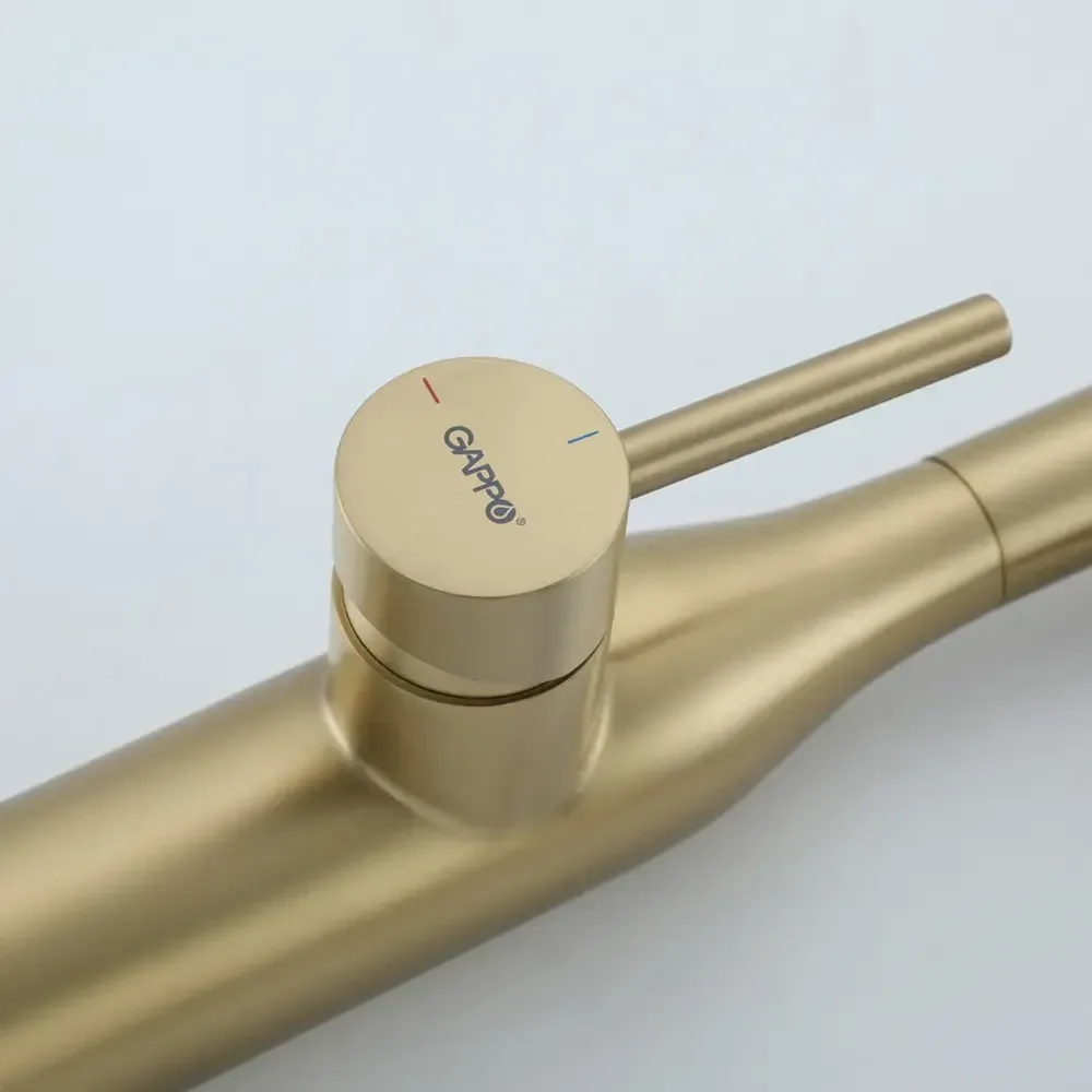 Змішувач для кухні з гнучким виливом GAPPO G4098-23 золото сатин/білий Київ - фото 8