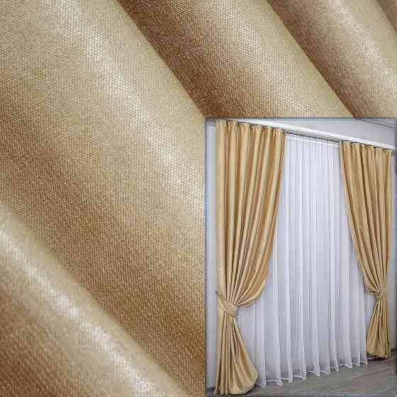 Комплект готових штор VR-Textil Льон Парма № 1089ш Золотистий 150х270 см 2 шт (30-907) Київ