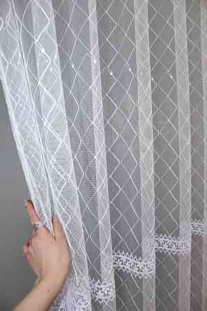 Тюль фатин з вишивкою колір білий 1381т Київ