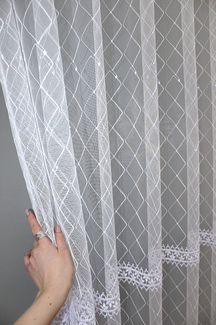 Тюль фатин з вишивкою колір білий 1381т Київ - фото 2