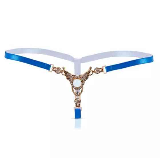 Трусики з бусинками еротичні жіночі універсальний синій Київ