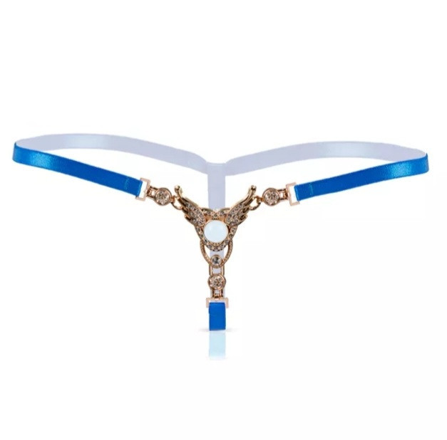Трусики з бусинками еротичні жіночі універсальний синій Київ - фото 1