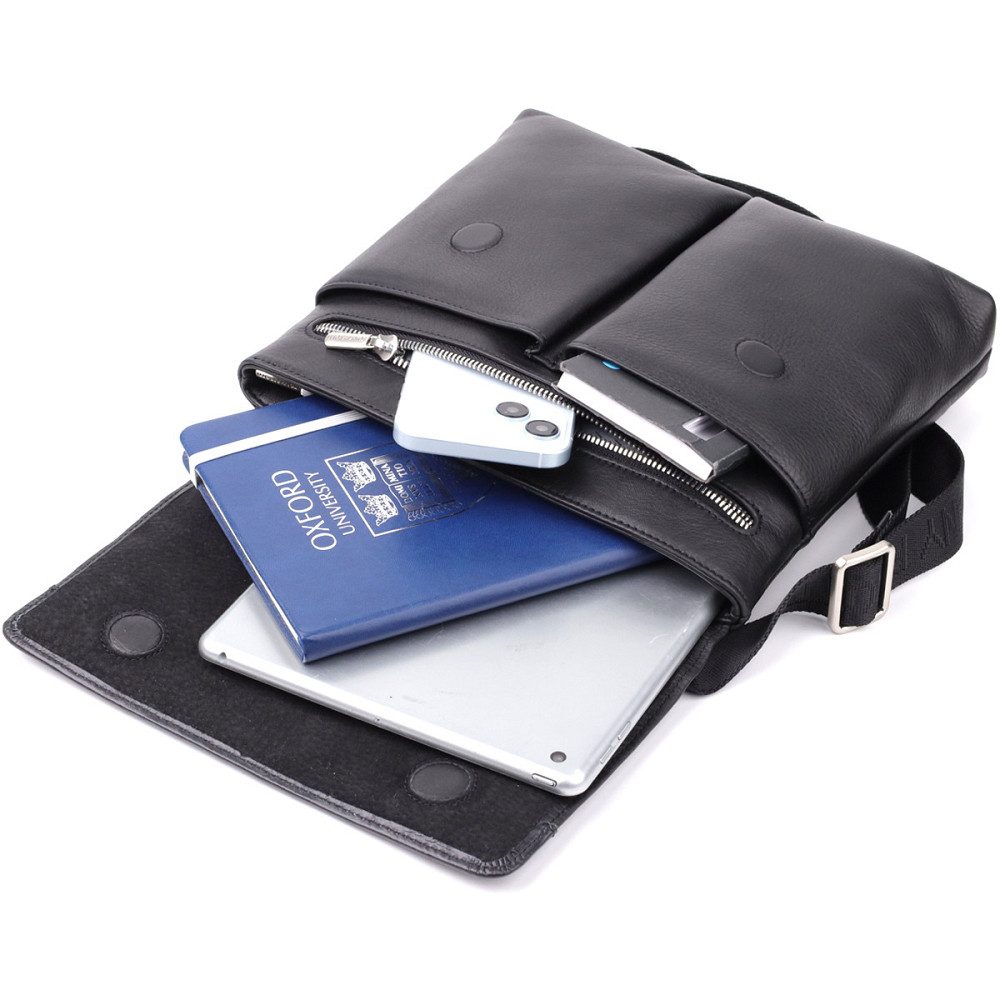 Мужская сумка через плечо из зернистой натуральной кожи Tony Perotti 20865_1 (9270G-25 nero) Черный Киев - изображение 4