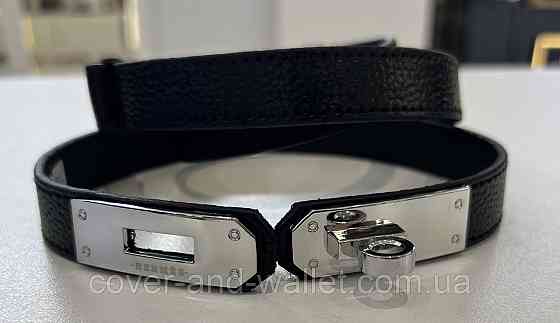 Модний жіночий ремінь чорного кольору з стильною пряжкою Kelly 20 мм Puos (шкіра) Київ