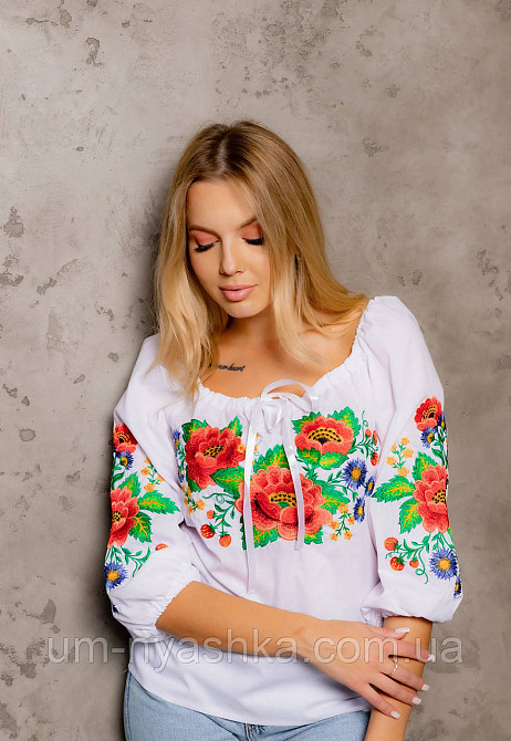 Жіноча натуральна вишиванка "Галіція" для жінок і дівчаток-підлітків біла Кривий Ріг - фото 1