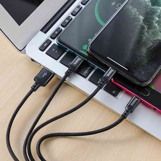 Кабель HOCO X14 3-in-1 Times speed charging cable iP+Micro+Type-C Black Київ