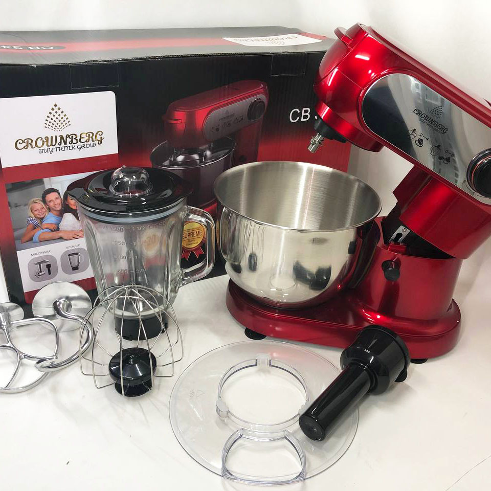 Кухонный помощник миксер тестомес планетарный Crownberg CB 3404, Мощный ручной миксер CA-46 Львов - изображение 4