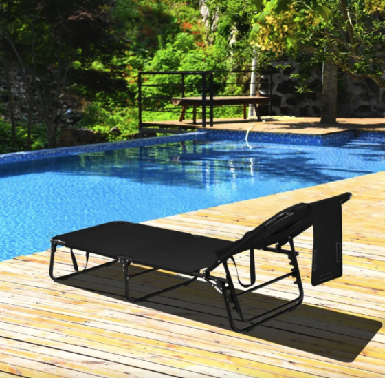 Шезлонг Costway Hanna розкладний з отвором для обличчя чорний Киев