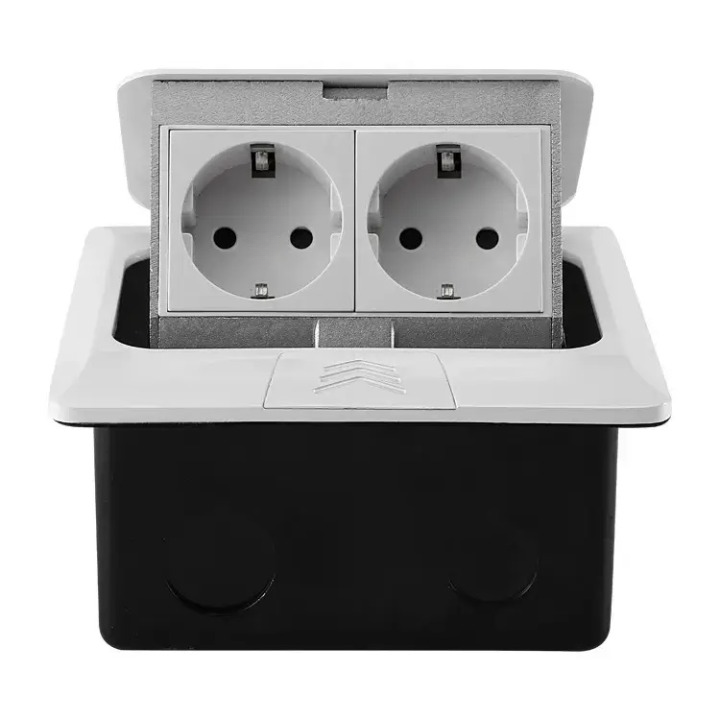 Розетка підлогова подвійна LIVOLO біла, вбудована у підлогу, для кухні, офісу чи конференц-залу, з кришкою, висувна, з заземленням, IP44, плавне відкр Коломыя - изображение 4