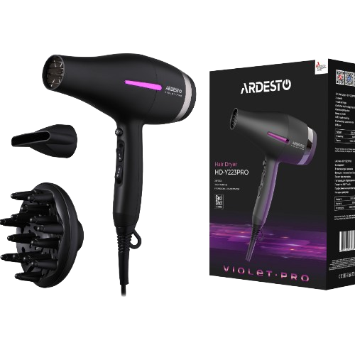 Фен для волосся 1850-2200W (2 швидкості/3 темпер.режими/дифузор) чорний HD-Y223PRO Violet PRO Ardesto Житомир