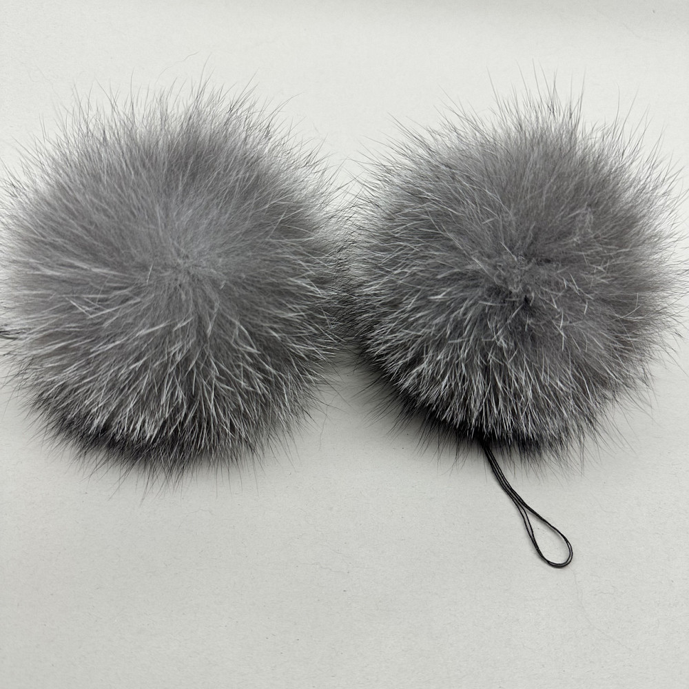 Помпон из натурального меха блюфрост 13-14 см Серый Харьков - изображение 6