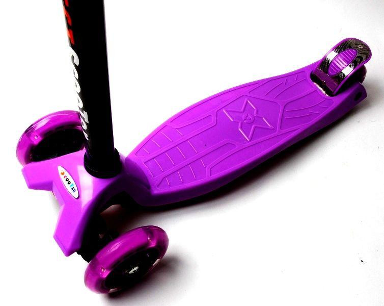 Трехколесный самокат MAXI, Фиолетовый. Все колеса светятся, поворот наклоном руля! Одесса - изображение 2