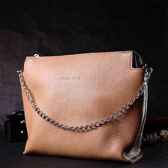 Лаконичная вместительная сумка для женщин из натуральной кожи GRANDE PELLE 11696 Бежевая Киев