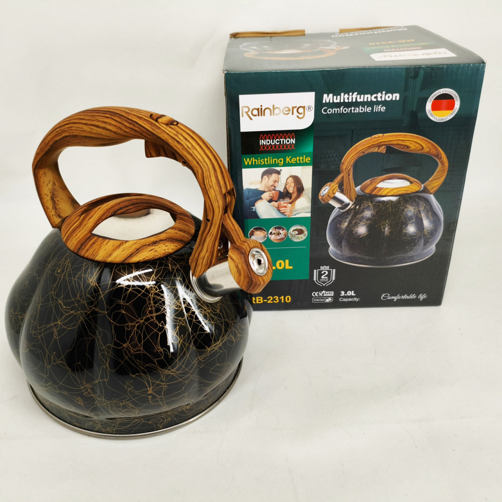 Чайник из нержавеющей стали с пищалкой Rainberg, Чайник для газовых плит для газовой комфорки SX-66 Львов - изображение 7